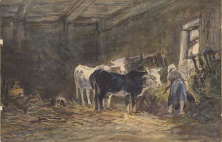 unknow artist In a barn. china oil painting image